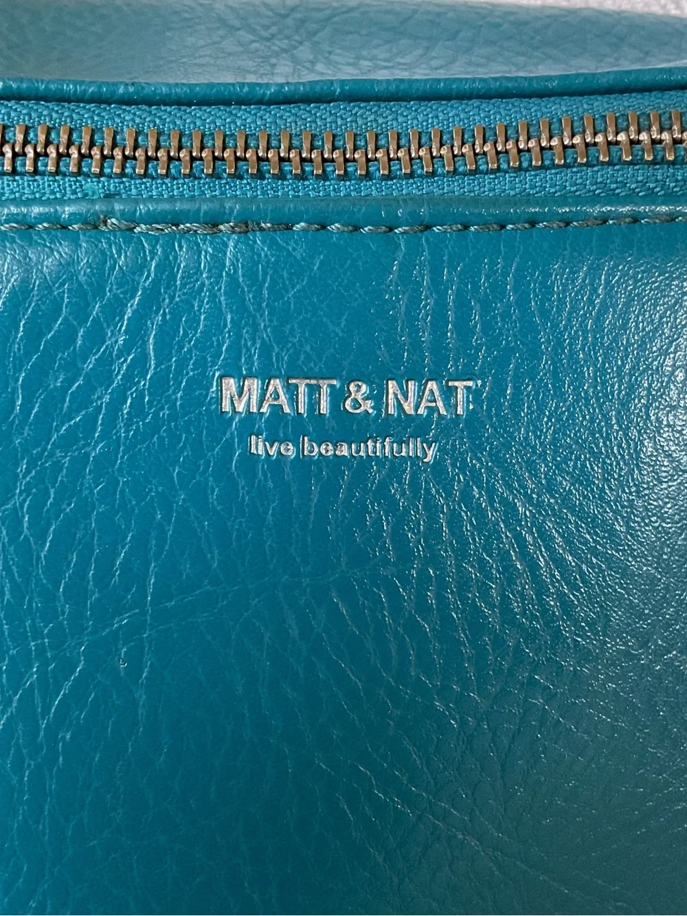 Matt & Nat Teal Vegan Leather Zip-Lid Bucket Crossbody Bag